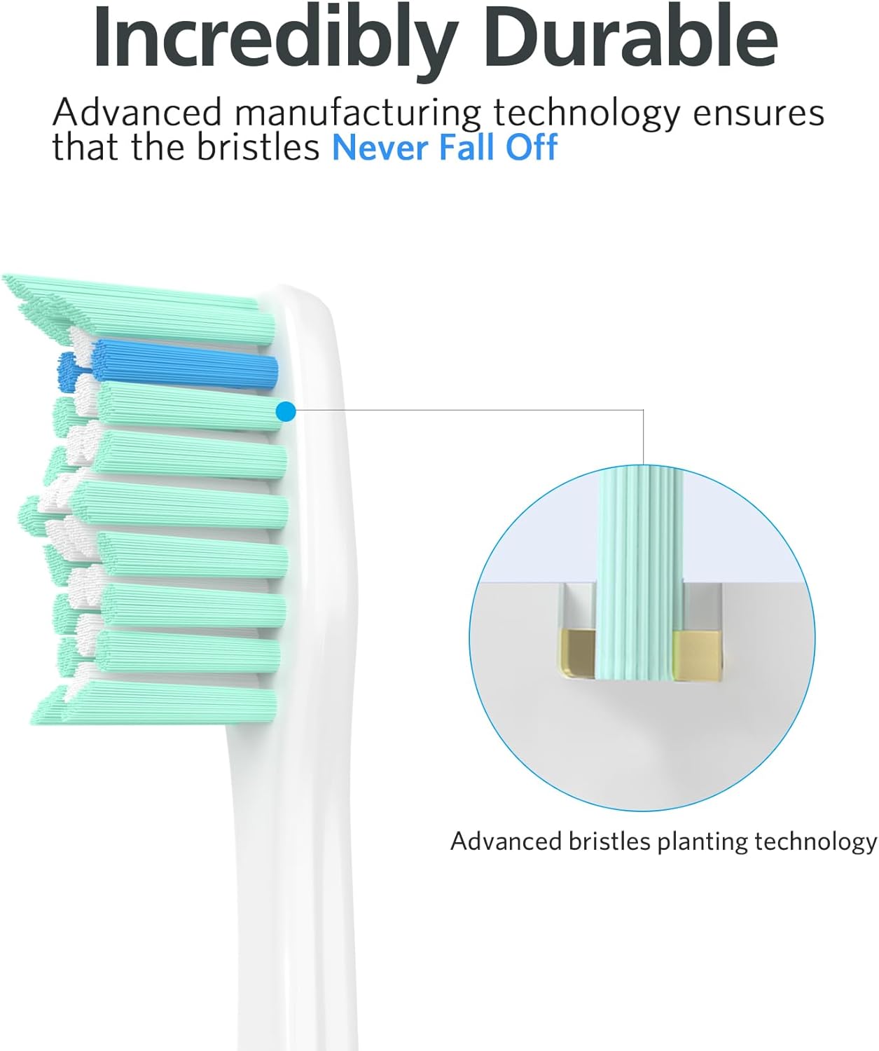 Replacement Toothbrush Heads for Philips Sonicare Replacement Heads E-Series, Essence, Xtreme, Electric Replacement Brush Head for Phillips Sonicare, for Philips Sonic Care Toothbrush,Green & White