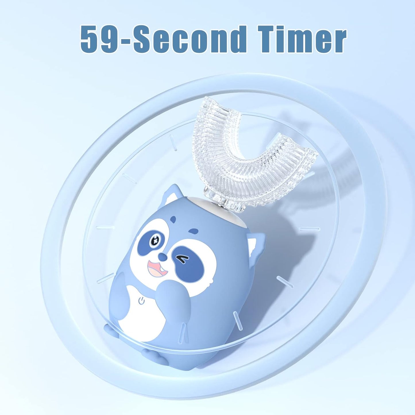 Kids Electric U Shaped Toothbrush Children Rechargeable Sonic Toothbrush with 4 Brush Heads Full Mouth 6 Cleaning Modes - (Age 8-15, Blue)