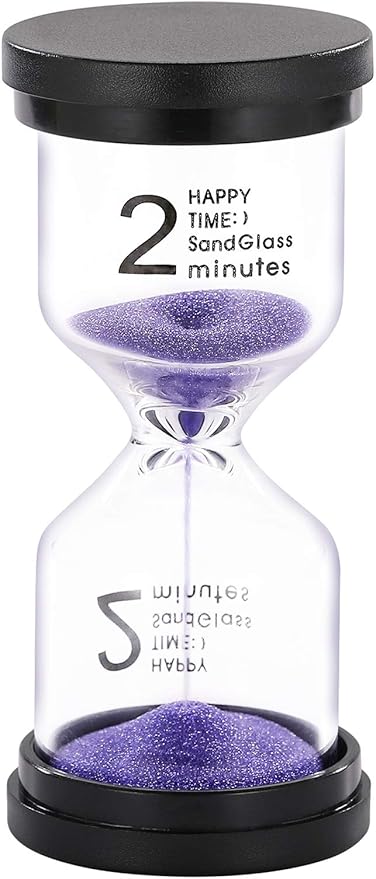 SuLiao 2 Minute Sand Timer Hourglass: Colorful Sand Clock, Purple Small Reloj De Arena Two Minutos, Plastic Hour Glass Sandglass for Kids, Game, Decorative, Kitchen, Toothbrush Timer