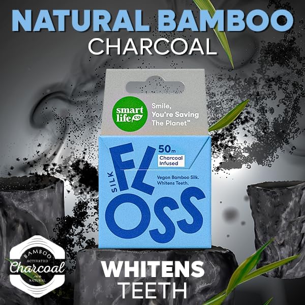 Vegan Bamboo Silk Floss - Pure Plastic Free Woven Dental Floss Thread | Zero Waste Eco-Friendly Oral Care | Natural PFA Free String for Adults & Kids Tight Teeth | Soft Easy Glide - Mint 55yds