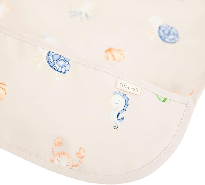 Ali+Oli Smock Bibs for Babies, BPA-Free Oeko-Tex Certified, Waterproof Baby Smock, Machine Washable, Toddlers Ages 6m+
