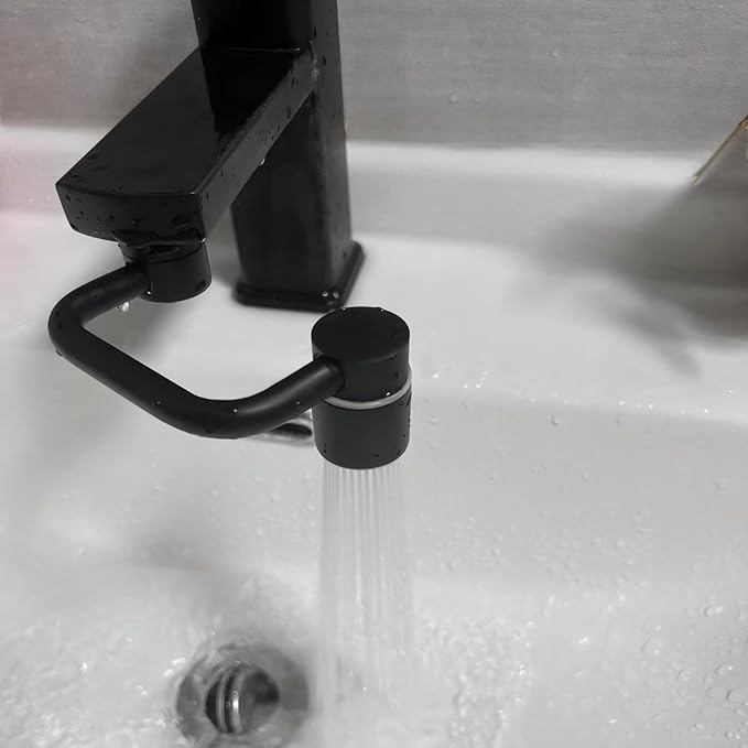 1080° Sink Faucet Aerator Extension Swivel Faucet Extender for Toddlers,2 Spray Modes Rotatable Bathroom Kitchen Faucet Extender for 25/32", 55/64",15/16" (Black)