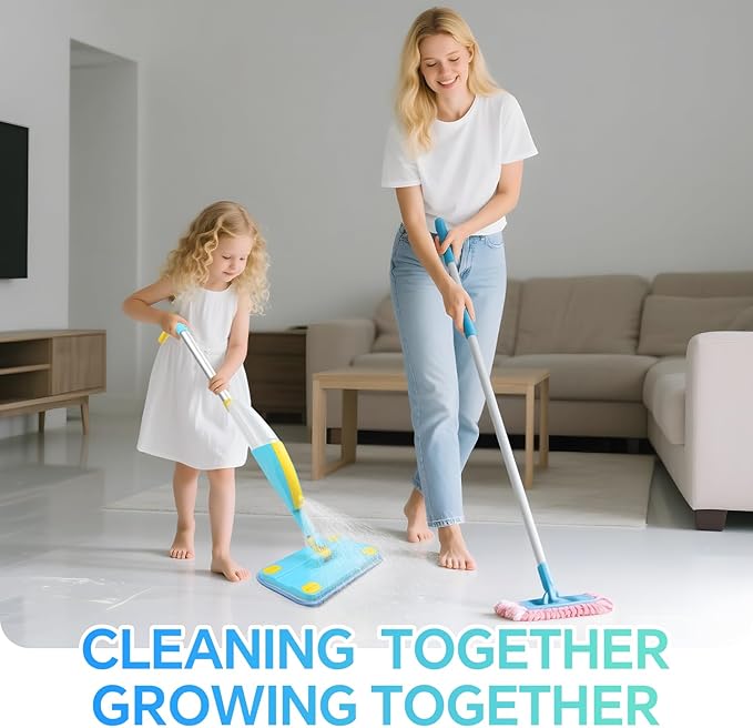 Kids Spray Mop Cleaning Toy – Montessori-Inspired Pretend Cleaning Set with Real Water Spray – Toddler Household Chores Toy for Boys and Girls Ages 3+
