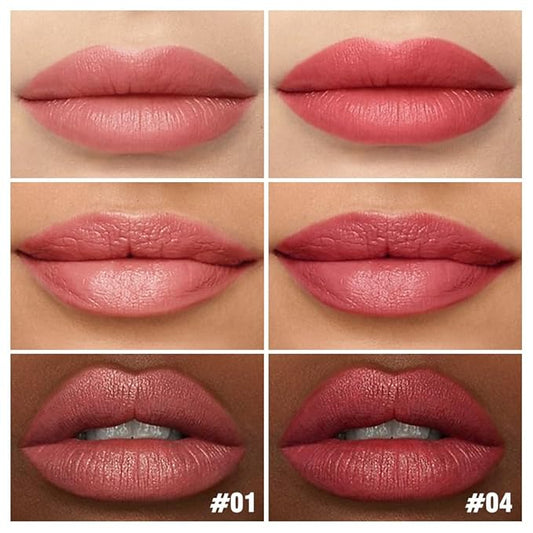 2Pcs Matte Lipstick Crayon Set for Women, 24 Hour Rose Pink Ruby Red Lipstick Lip Liner Pencil Long Lasting Waterproof Smudge Proof, Neutral lip liner marker Easy Application Full Coverage