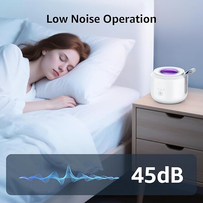 Ultrasonic Retainer Cleaner Machine: 48kHz Rechargeable Cordless Denture Cleaner - Waterproof Ultrasonic Jewelry Cleaner - 200ML Dental Cleaning Pod for Mouth Guard, Aligner, White