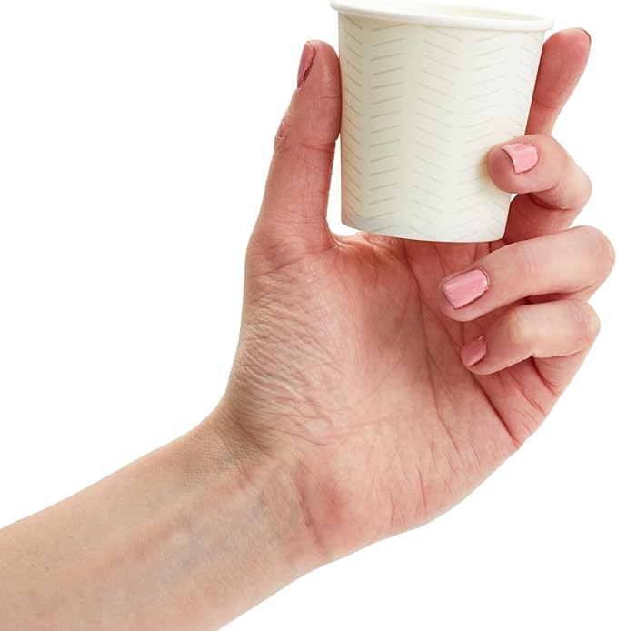 Sparkle and Bash 4 oz Disposable Coffee Cups - Convenient Mouthwash Rinse Container & Espresso Cup - Leak-Resistant Disposable Paper Vessel - 4 fl oz, 100-Count Coffee Pack, White