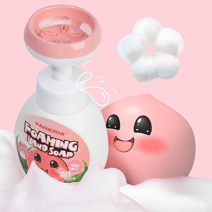 VANERIA Kids Foaming Hand Soap,Flower Stamp,Moisturizing and Gentle Hand Soap for Baby,Kids and Adults with Sensitive Skin 250ml/8.45 Fl Oz