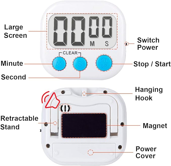 Classroom Timers for Teachers Kids Large Magnetic Digital Timer Teacher Supplies 12 Pack-Blue White