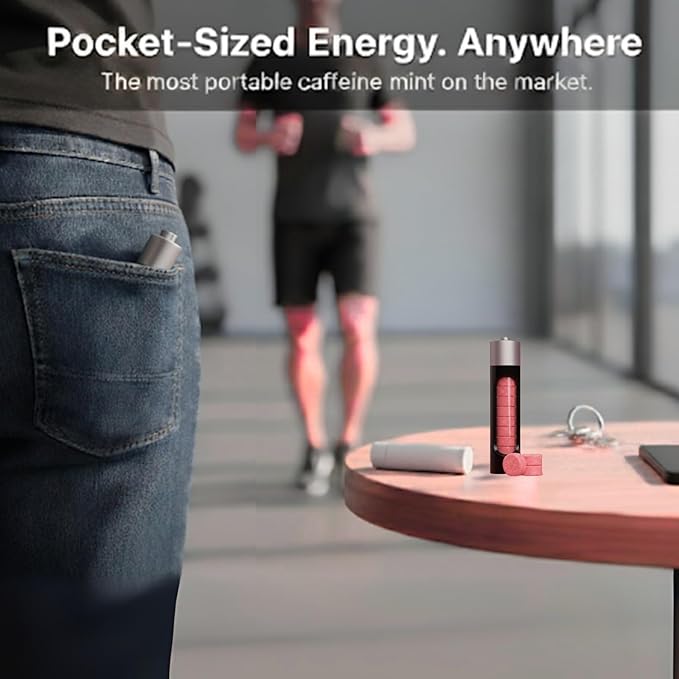 Caffeine Mints by Rally, 60milligram Caffeine, Instant Energy, Fresh Breath Caffeinated Mints, 0 Sugar, Cinnamon Flavor (2 Packs, 20 Mint)