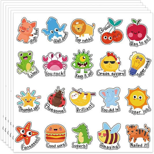 120 Piece Teacher Stickers - Grading, Student Rewards, 'Good Job' Stickers for Kids
