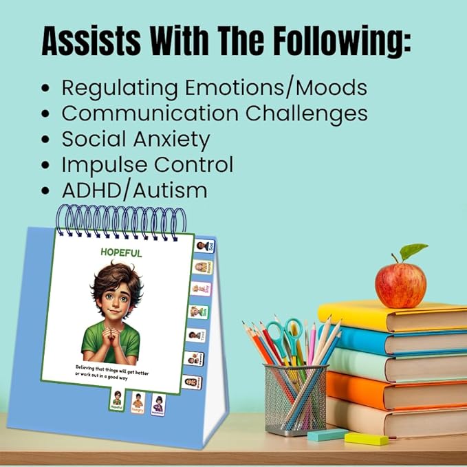 Thought-Spot Expressive Faces Flipbook | Emotions Wheel & Feelings Chart | Emotional Regulation Tool for Home, Class, Calm Down Corner | Helps Kids Learn Coping Skills | Autism Must-Have