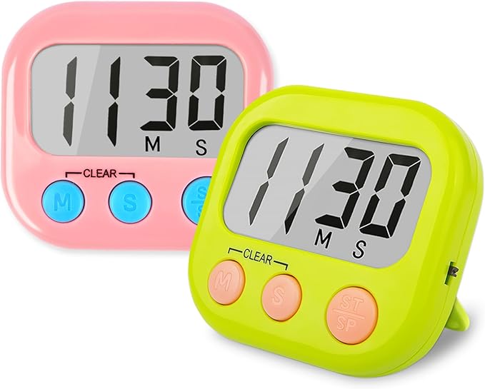 Classroom Timers for Teachers Kids Large Magnetic Digital Timer Teacher Supplies 2 Pack-Green Pink