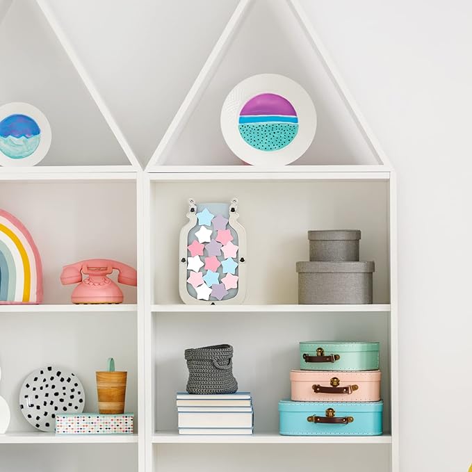 Qunclay Reward Jar for Kids Pot Training Reward Jar Classroom Incentive Good Behavior Responsibility Chart for Christmas Boys Girls Gift(Fresh Style)