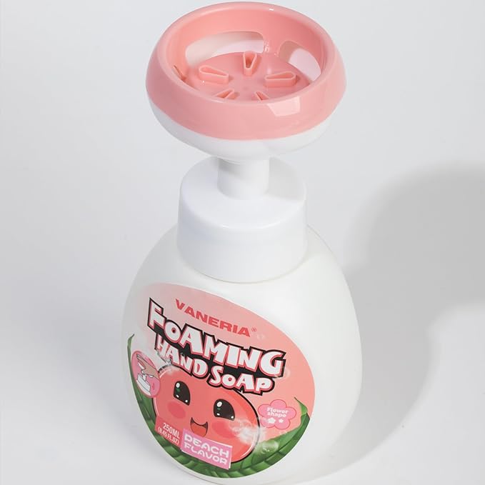 VANERIA Kids Foaming Hand Soap,Flower Stamp,Moisturizing and Gentle Hand Soap for Baby,Kids and Adults with Sensitive Skin 250ml/8.45 Fl Oz