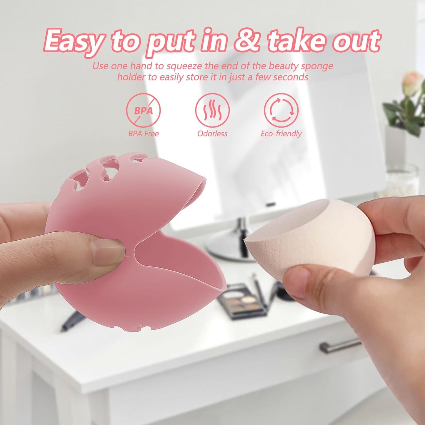 2PCS Makeup Sponge Holder Beauty Blender Bolder Makeup Sponge Case Breathable Make Up Sponge Case Essentials Suitable for Business or Travel（Pink+Gery）