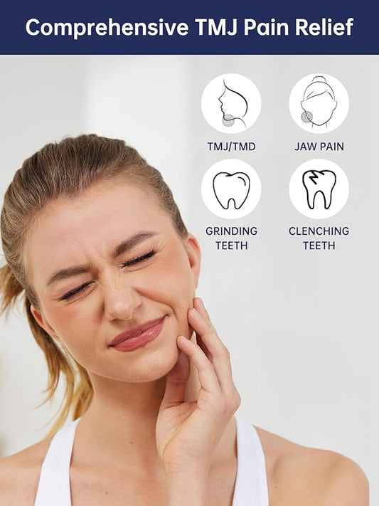 TMJ Relief Products Jaw, TMJ Massager with Vibration and Heating, Ergonomic Multi-Needle TMJ Massage Tool for Jaw & Neck Pain, Clenching & Teeth Grinding (Blue)