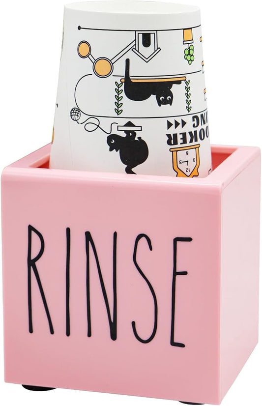 Pink Acrylic Dixie Cup Dispenser, Disposable Paper Cup Dispenser Storage Holder, 3/5 oz Dixie Cup Holder, Bathroom Paper Cup Rinse Organizer, Disposable Cup Caddy, Water Dispenser Cup Holder