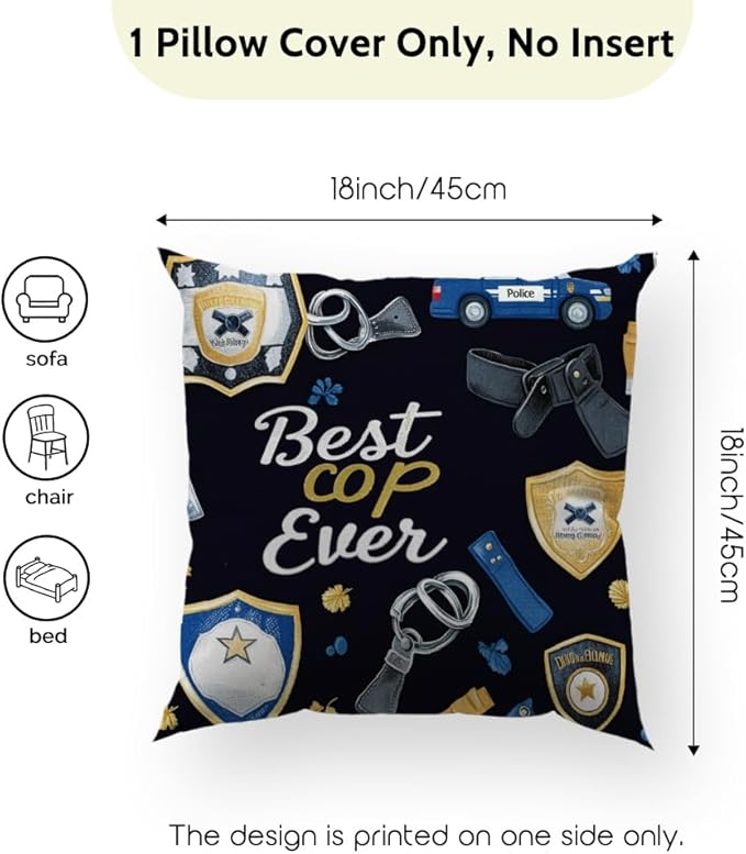 Cirzone Police Gifts for Men -18x18Inch Throw Pillow Cover Best Cop Gifts with Gift Box Perfect Birthday Police Week Gifts for Home Sofa Decor