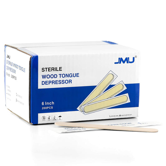 JMU Tongue Depressors Sterile 200 Count, 6 inch Tongue Depressors Wood Individually Wrapped