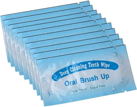 100 PCS Deep Cleaning Finger Toothbrush Teeth Cleaning Whitening Wipes for Oral Brush Ups Mint Flavor