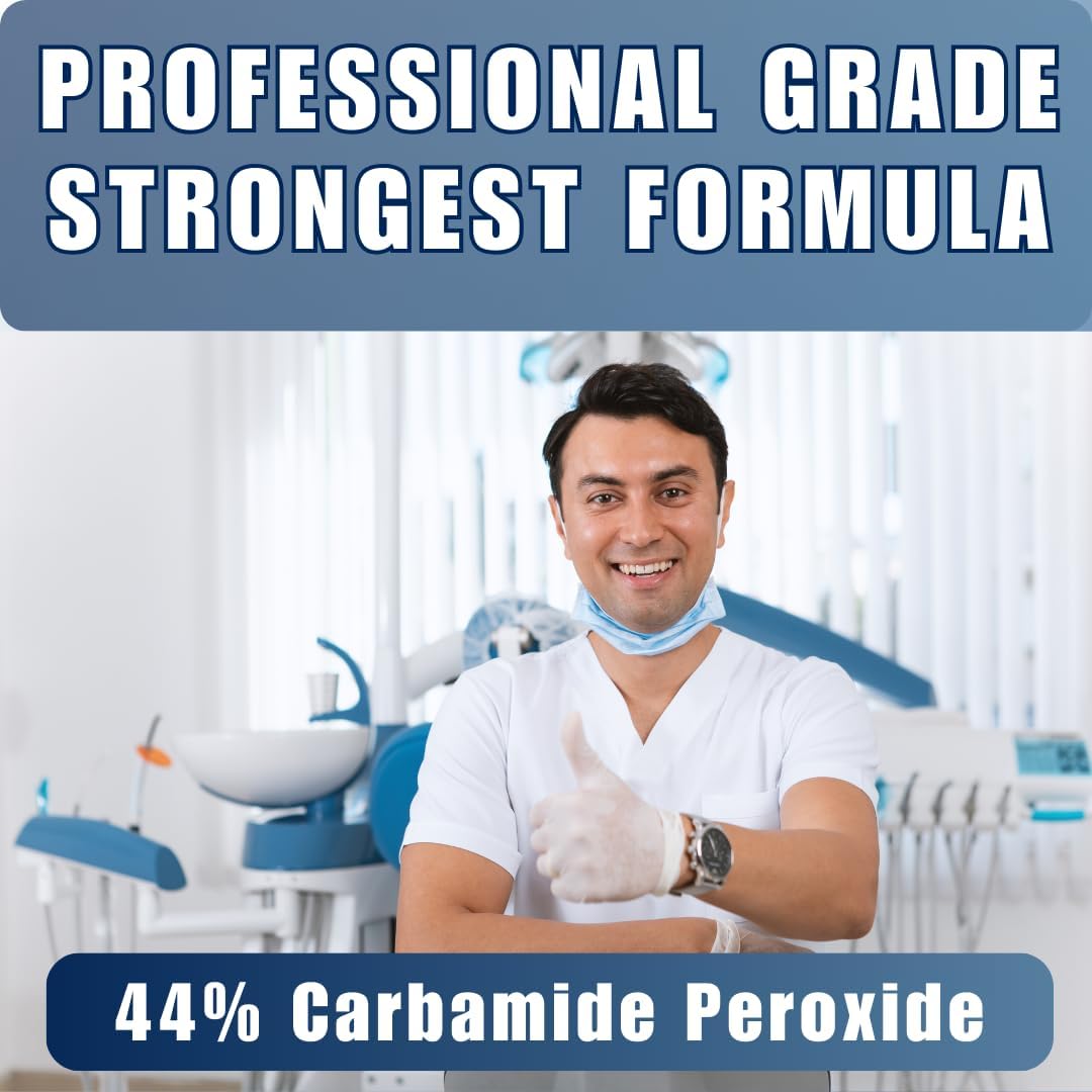 Teeth Whitening Kit 4 Syringes (3ml) New Strongest 44% Carbamide Peroxide Teeth Whitening Gel Light Trays Retainer Case Included Vegan Tooth Whitener