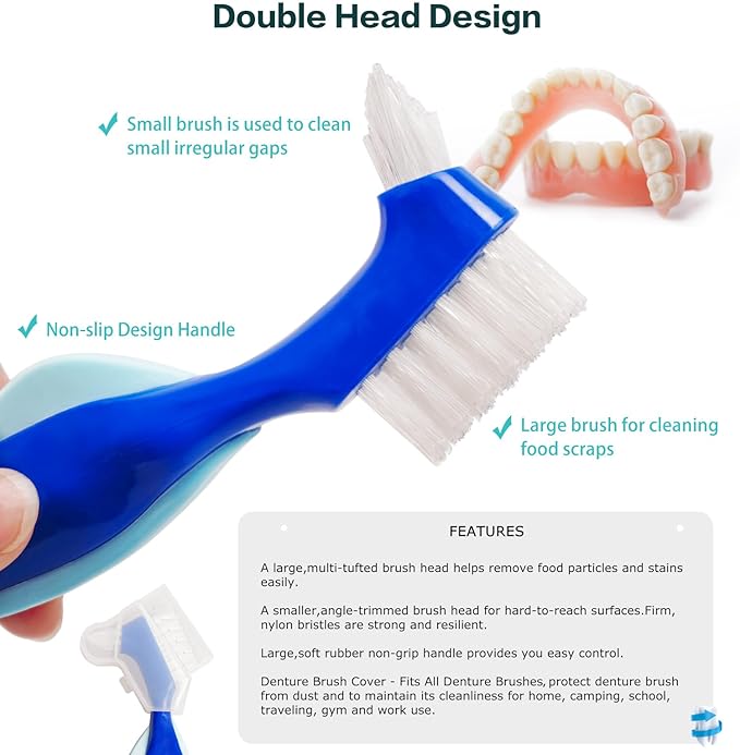 Denture Case with Denture Brush, No Leak Denture Bath Box, Denture Travel Case, Denture Cup with Basket for Soaking Dentures (grey)