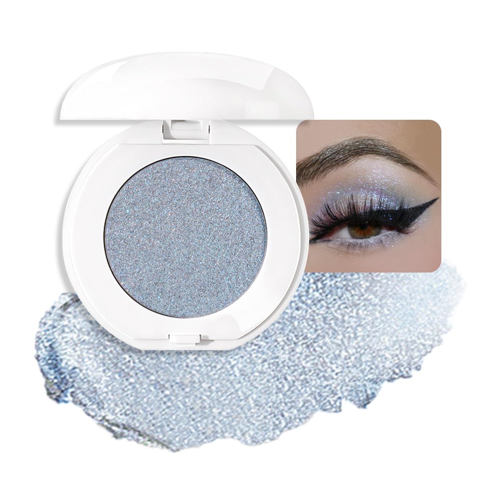 Single Cream Eyeshadow,Ice Blue Shimmer Eye shadow Pallette,Long Lasting Glitter Eyeshadow,Soft Shimmer Eye Makeup,Vegan & Cruelty-Free Mini Eye shadow for Brown Blue Green Eyes. 05#