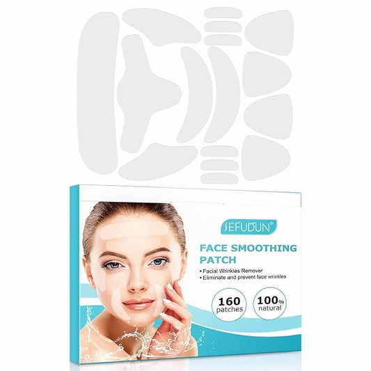sefudun Smile Line & Forehead Wrinkle Patches — Overnight Anti-Wrinkle Face Tape with Hyaluronic Acid, Collagen & Aloe — 160 All Natural Patches for Fine Lines