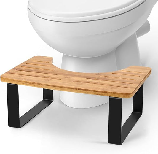 Bamboo Toilet Stool,Potty for Pooping,Portable Squatting Pan with Dual Anti Slip Design,Bathroom Stools,Poop Stool for Bathroom,Toilet Step,Toilet Stools for Pooping,Bamboo Articles(Brown)