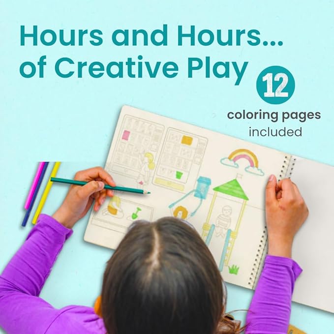 CUPKIN Sticker Book for Kids 2-4, 500+ Kids Stickers, Food Truck Adventure 12 Coloring Pages 12 Side by Side Scenes Fun Toddler Travel Activity Coloring and Sticker Books for Ages 4-8 + 8-10