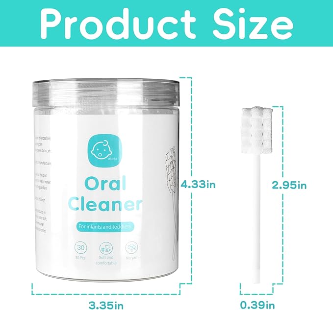 Baby Tongue Cleaner Toothbrush 30Pcs Disposable Infant Tooth Brush Clean Baby Mouth with 2Pcs Finger Toothbrush Oral Cleaning Stick Gauze Cleaner Stick Dental (Beige, 32 Piece Assortment)