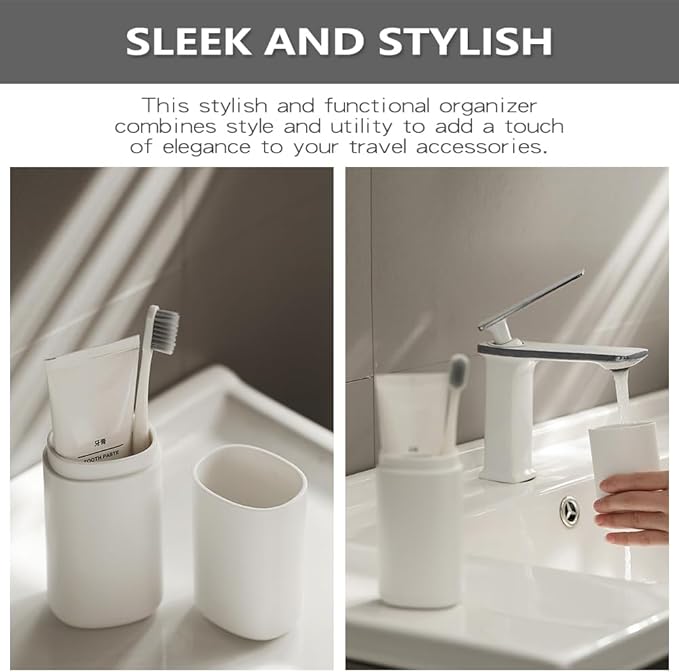 Toothbrush Travel Case, Portable Tooth Brush Holder and Toothpaste Cover, Plastic Travel Toothbrush Cup with Cover, Compact Storage Container for School Camping Business Trip Bathroom (Gray)