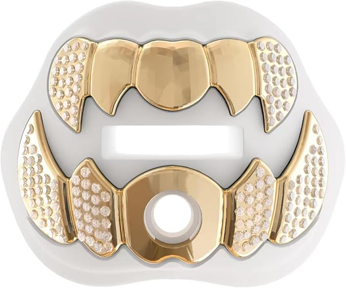 LeCool Football Mouth Guard with Connected Strap- 3D Beast Chrome Adult and Youth Mouth Guard-Mouth Piece for Sports for Maximum Air Flow and Teeth Protection