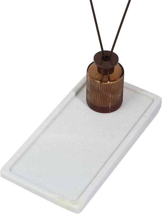 Solid Natural Marble Rectangle Vanity Tray - 9.8"x5" Italy Natural Bath & Counter Organizer, Decorative Jewelry Perfume Holder, Kitchen Coffee Table Serving Tray-Blue Crysta（Blue Quartz）
