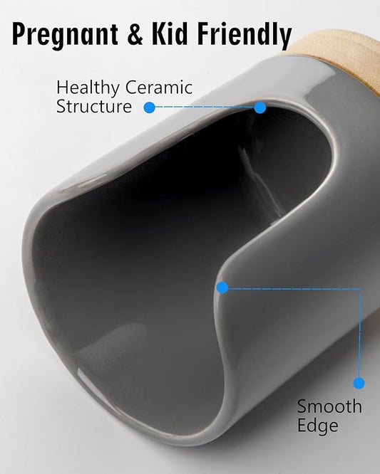 Ceramic Bathroom Cups Dispenser - 3 oz Disposable Paper & Plastic Cups Holder - Mouthwash Cups Dispenser for Countertop, Guest Toiletries - BPA Free, Kids Safe (Grey)