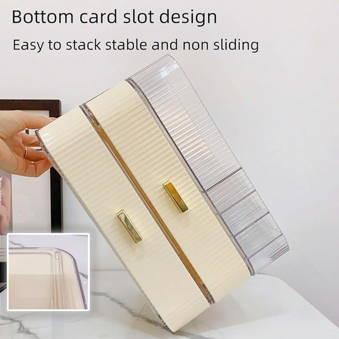 Makeup Organizer with Drawers Stackable Skincare Cosmetic Makeup organization for vanit Bathroom Desk Countertop (Cream)