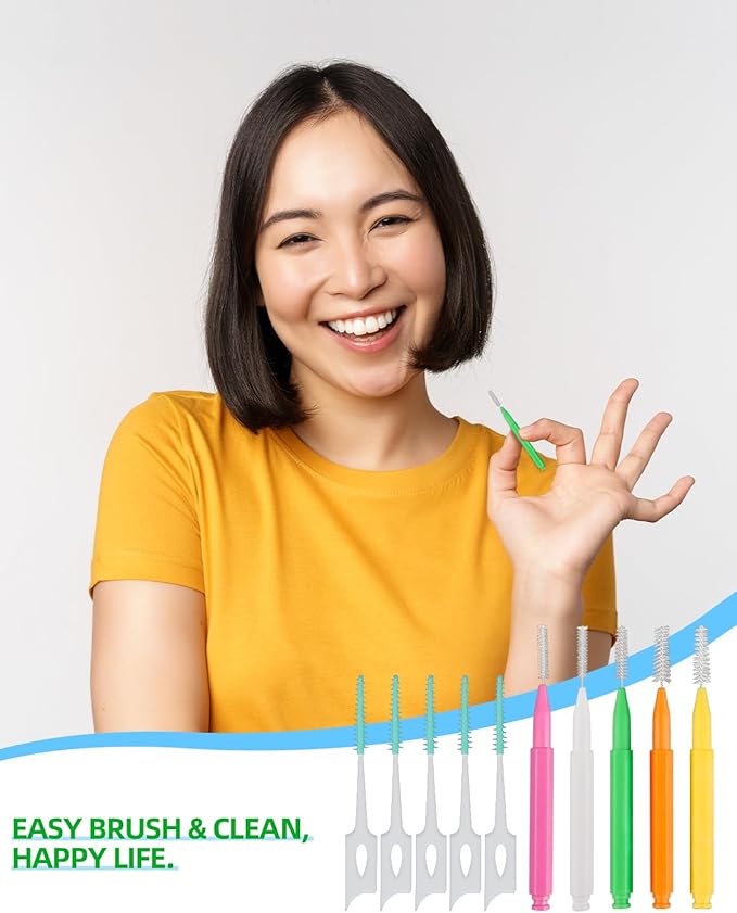 Soft Braces Brush Set, 70 PCS Interdental Brush, 50 PCS Tooth Picks Flossing Head for Oral Tooth Cleaning, with 20 PCS Disposable Toothpicks Braces Flossers with Box (Multiple Sizes)