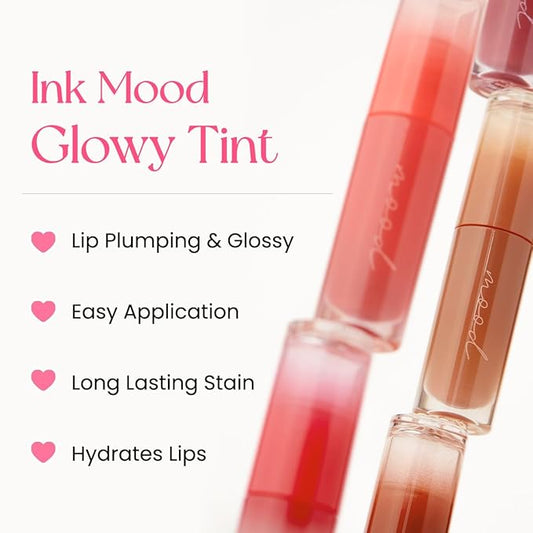 Peripera Ink Mood Glowy Tint | Lip-Plumping, Naturally Moisturizing, Lightweight, Glow-Boosting, Long-Lasting, Comfortable, Non-Sticky, No White Film (03 ROSE IN MIND)