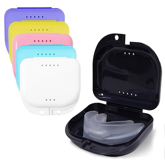 Orthodontic Retainer Case - Pack of 6 Assortment-Odorless Mouth Guard Case-Retainer Holder,Ventilated, Durable & Hygienic Night Guard Case for Carrying & Protecting Braces, Partial Dentures & Aligners