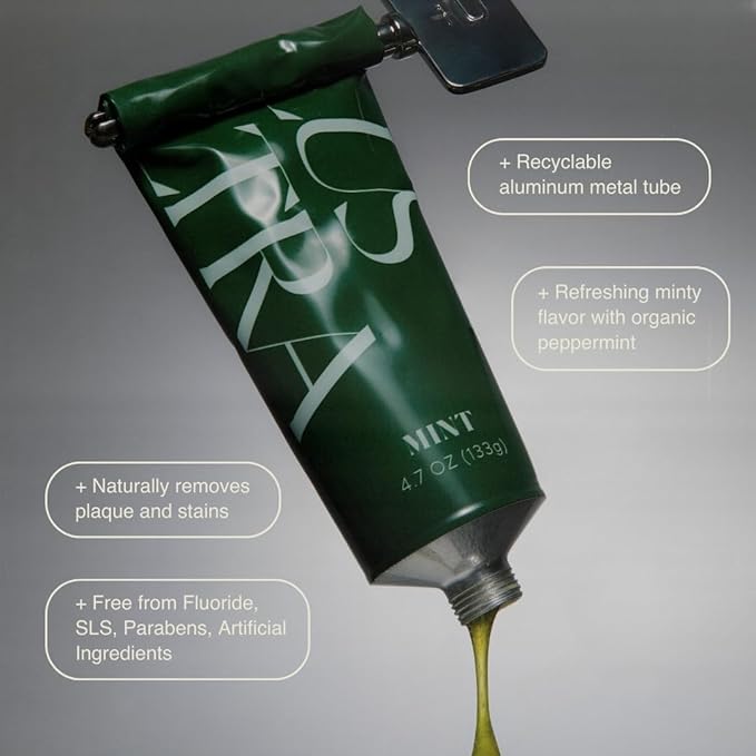 Plus Ultra Organic Fluoride-Free Gel Toothpaste in Aluminum Tube | Eco-Friendly, SLS Free | Made with Aloe, Peppermint, Bamboo Extract | for Sensitivity & Whitening | Made in USA, 4.7oz (Pack of 2)