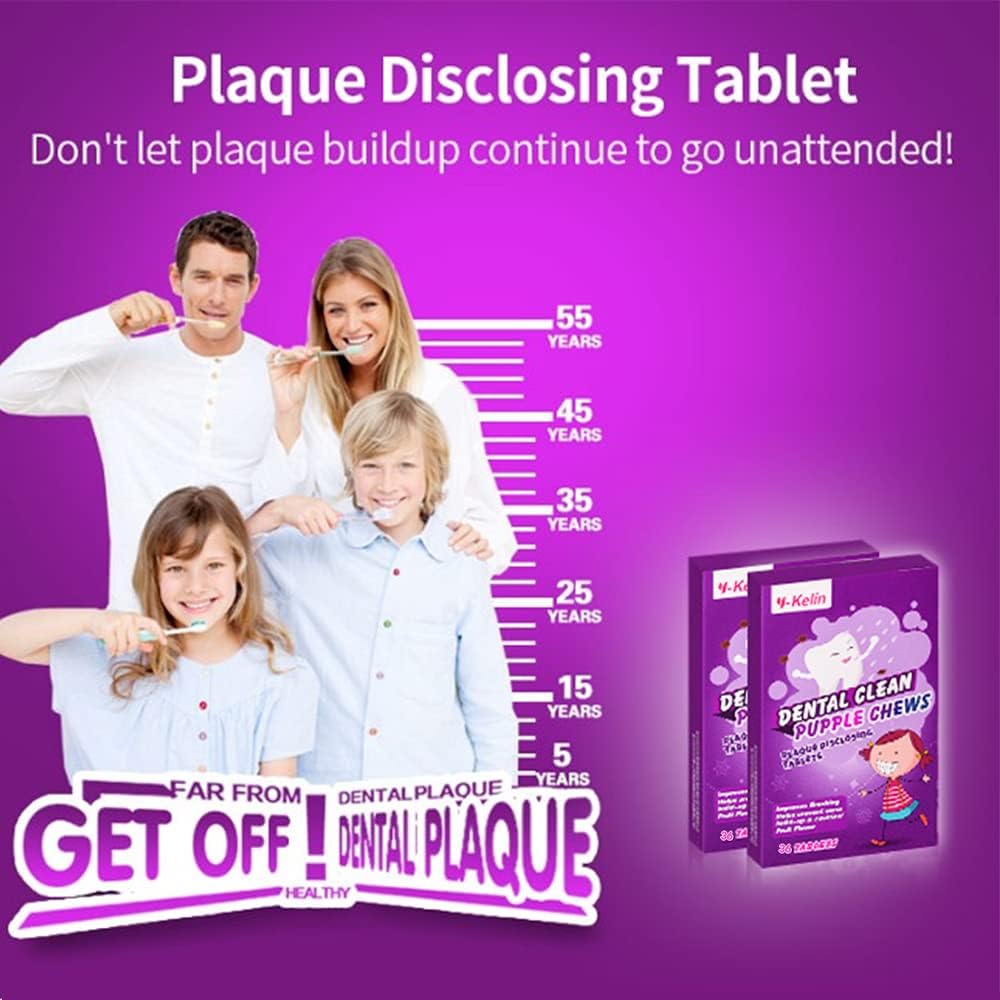 Dental Plaque Disclosing Tablets for Kids & Adults - Showing Plaque by Changing Color - Helps Teach Brushing Habits for Clean Teeth - 36 Count