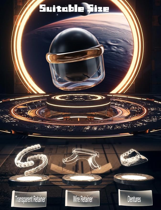 AARAINBOW Large Denture Case with Strainer Basket, Clear Retainer Cleaner and Storage Box for Travel, Mouth Guard Cleaning Case, Braces Holder Cup (Black)