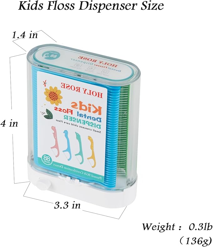 Kids Professional Dental Floss Picks Holy Rose Dental Flossers Dispenser Suitable for Teenagers,Children,Girls,Boys Unflavored Floss Sticks,Neat,Hygienic