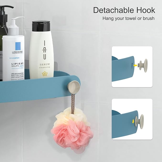 Sotfamily Shower Caddy Corner, 2 Pack Adhesive Corner Shower Shelves for Bathroom Organizers and Storage, Rust Free Plastic Rack for Bathroom Accessories & Decor, Light Blue