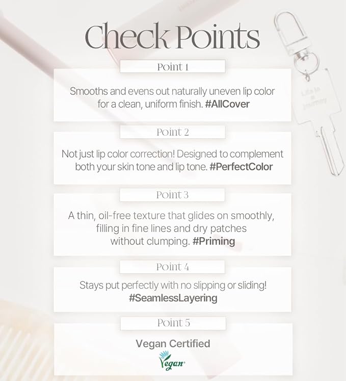 Heart Percent Dote On Mood All Cover Lip Base, Comfortable & Flawless Lip Tone & Texture Correction w/Lightweight Texture, #01. Creamy Beige