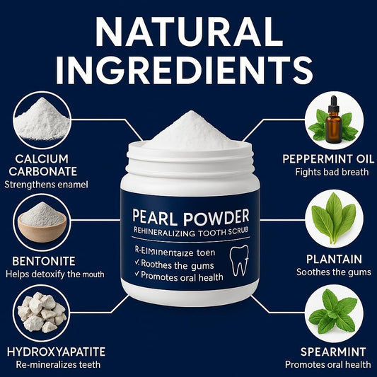 Remineralizing Tooth Powder with Pearl Powder | Natural Teeth Whitening Scrub | Hydroxyapatite Fluoride-Free Tooth Polish (1)