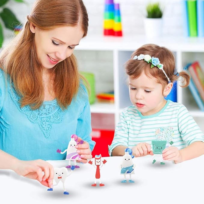 ArtCreativity Dental Bendable Assortment, Set of 5 Flexible Figurines, Stress Relief Fidget Toys, Goodie Bag Stuffers, Piñata Fillers, Party Favors for Kids, Dental Toys Giveaways