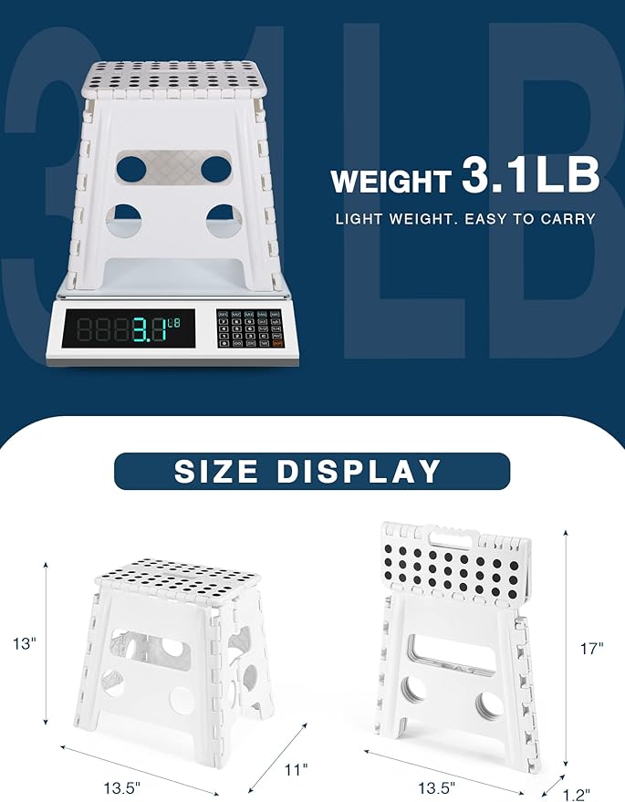 Dyforce Non-Slip Folding Step Stool - 13 inch Height Heavy Duty Foldable Stool for Adults Kids, Plastic Step Stool Camping Stepping Stool - White