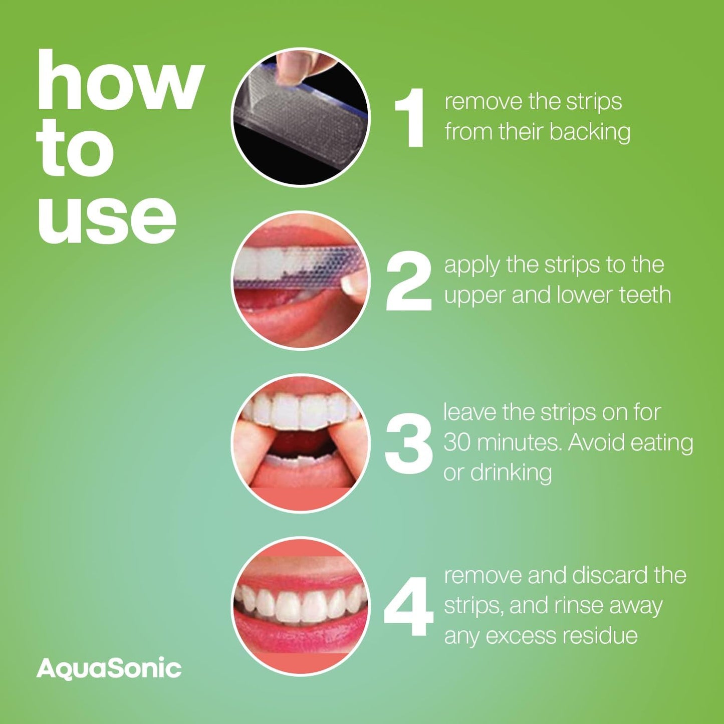 AquaSonic Professional Teeth Whitening Strips - Enamel Safe Teeth Whitening with Hydrogen Peroxide - Easy to Use, Non-Slip, Affordable & Effective (Spearmint)