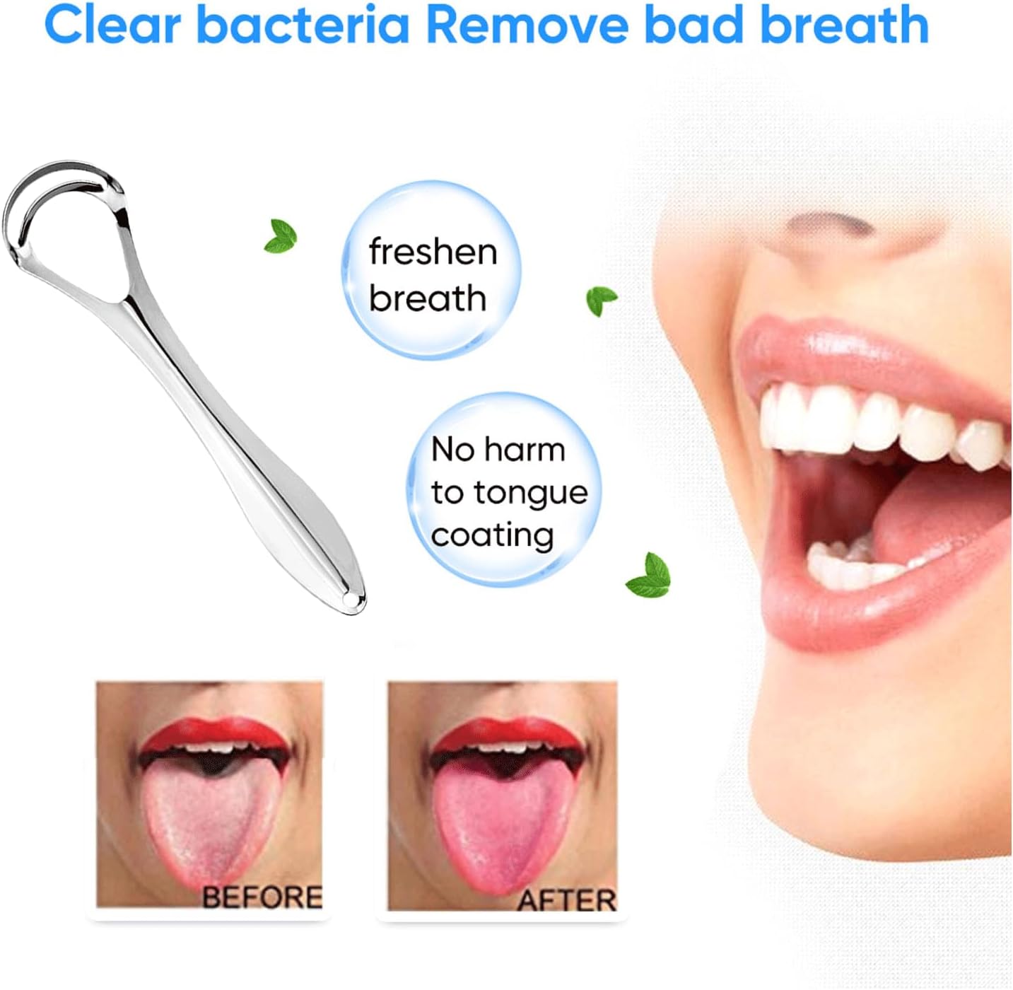 2 Pack Tongue Scraper with Travel Case, Medical Grade Metal Tongue Scrapers for Adults & Kids, Dual-Layer Tongue Cleaners Set for Fresh Breath, Stainless Steel Reusable Tongue Scrubber
